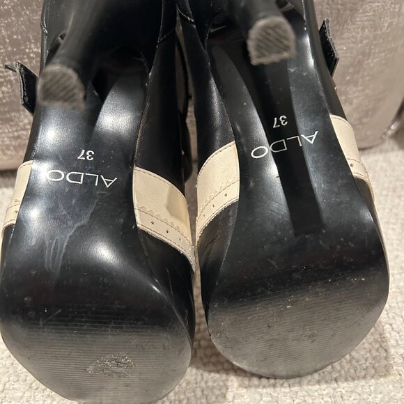 Aldo Two-Tone Oxford-Inspired Peep Toe Heels (Size 37) - Picture 4 of 4